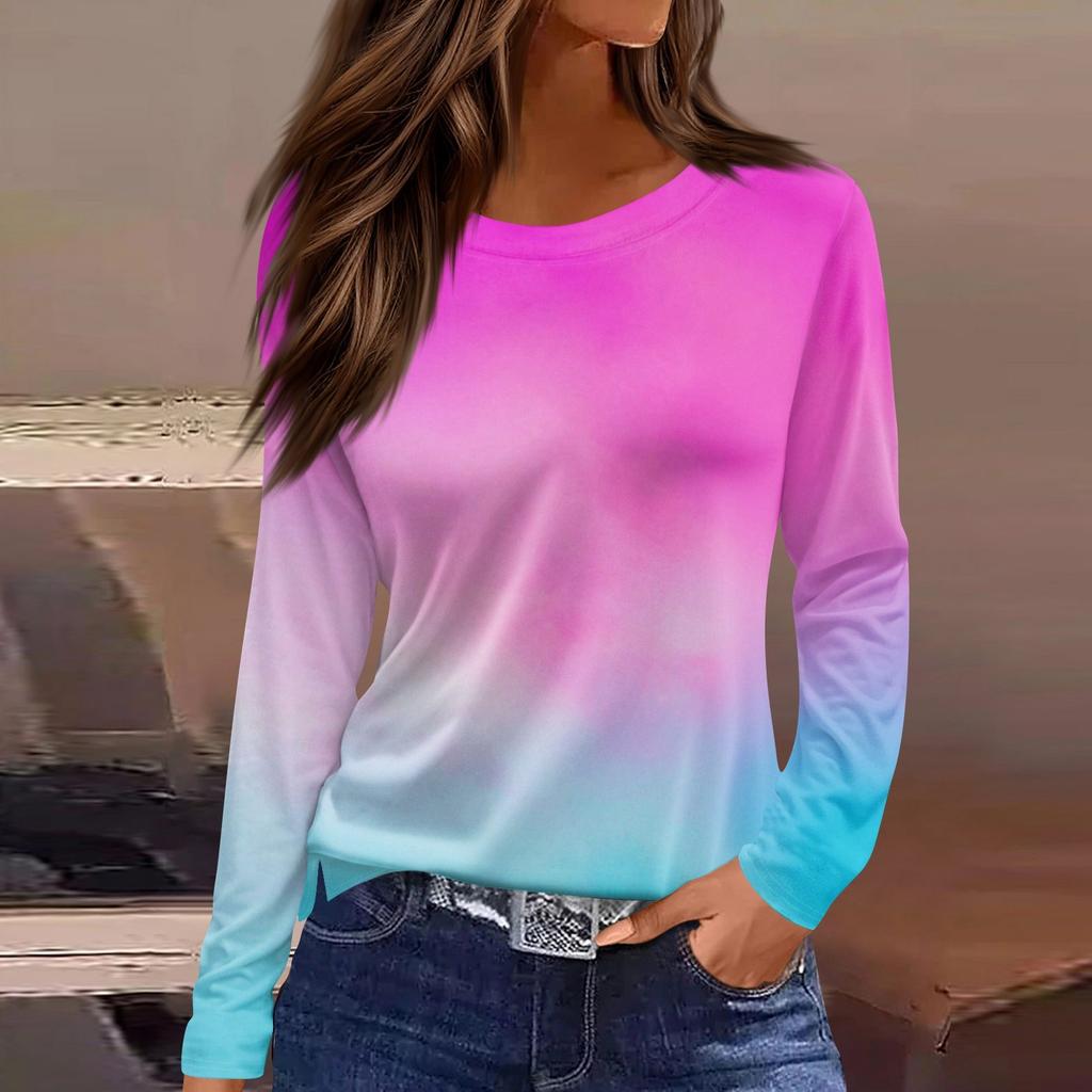 Women's Daily Casual Long-sleeved Printed O-neck Top