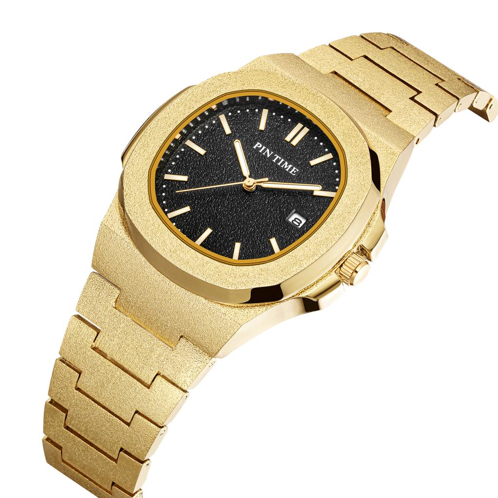 Матовая поверхность кварцевые часы мужские роскошные хип-хоп серебристо-голубые золотые часы мужские часы мужские Reloj Hombre Masculino