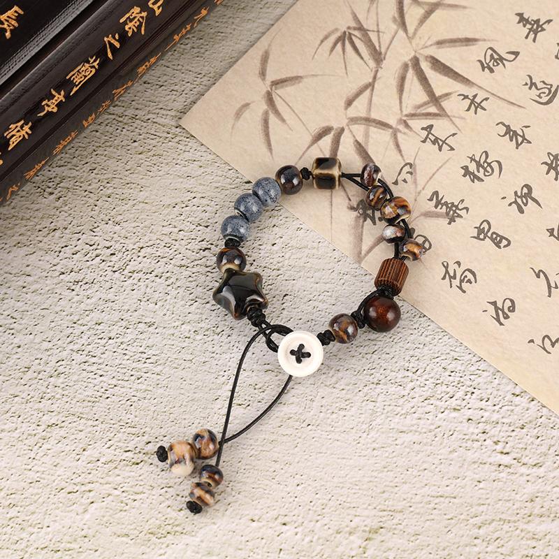 Милый мультяшный плетеный керамический браслет ручной работы для женщин и девочек, универсальный персонализированный керамический браслет с бусинами, регулируемый, подарки