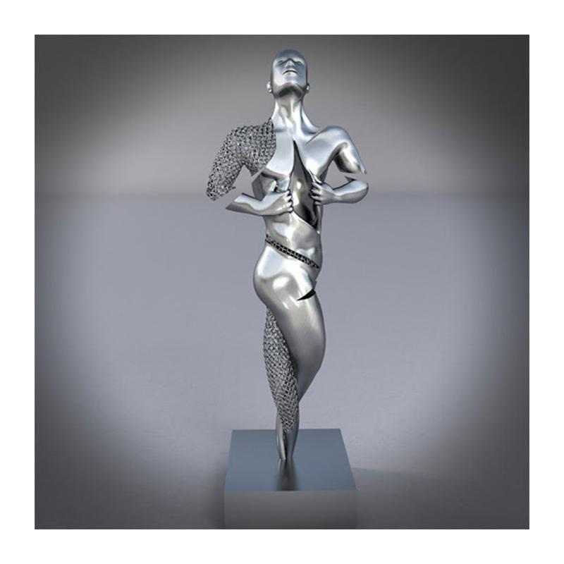 3D Visual Gold Silver Metal Figure Art Statue Canvas Painting Romantic Abstract Posters and Prints Wall Pictures Modern Home Decor for Living Room