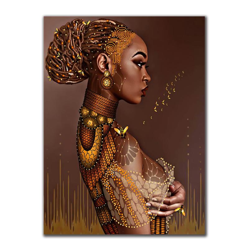 Black And Gold Woman Canvas Paintings Sexy Nude African Posters Prints Wall Art Pictures for Living Room Wall Decoration Cuadros