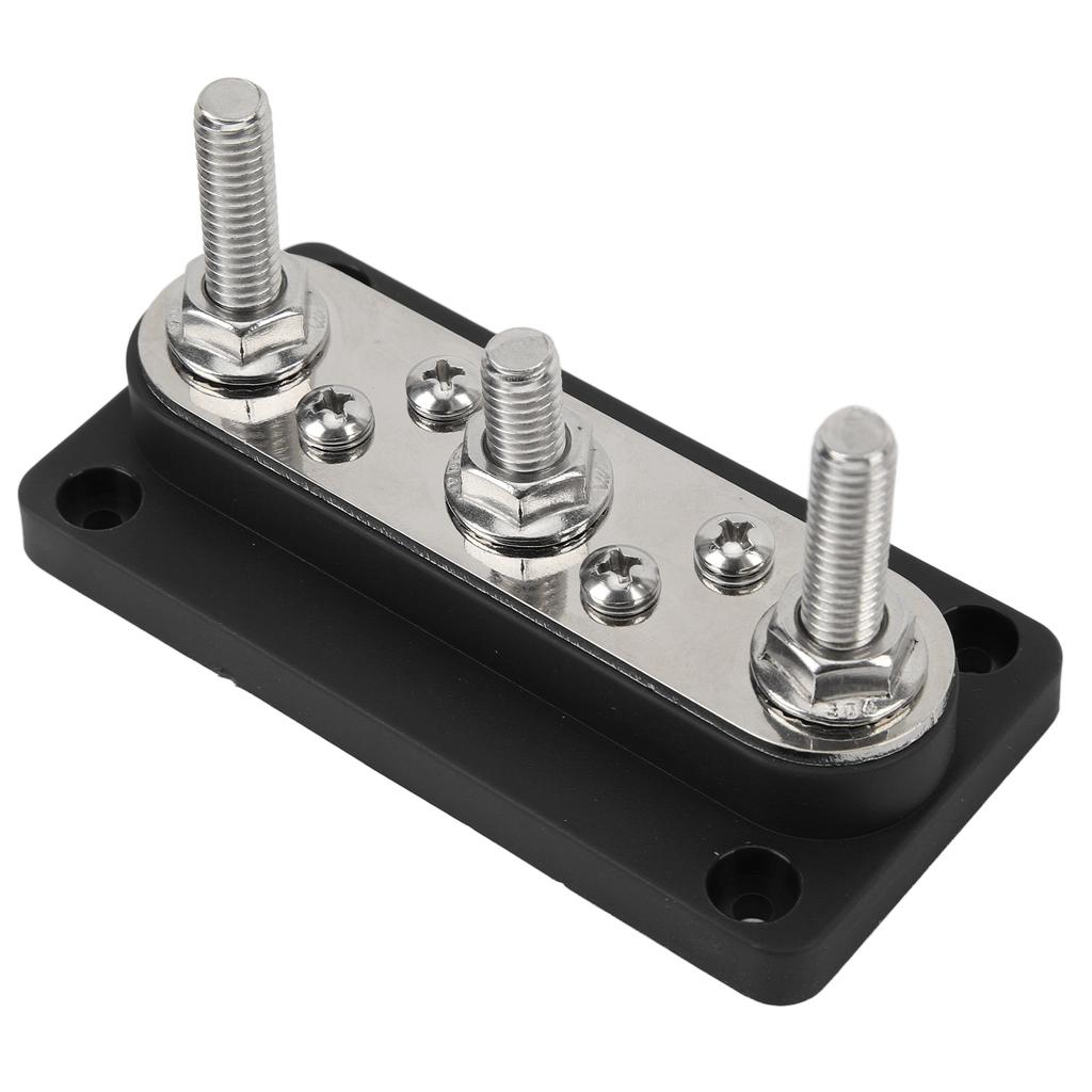 Power Distribution Block with Cover M8 Terminal Stud M4 Terminal Screw 12‑48V 150A for Cars Trucks RVs Boats Black