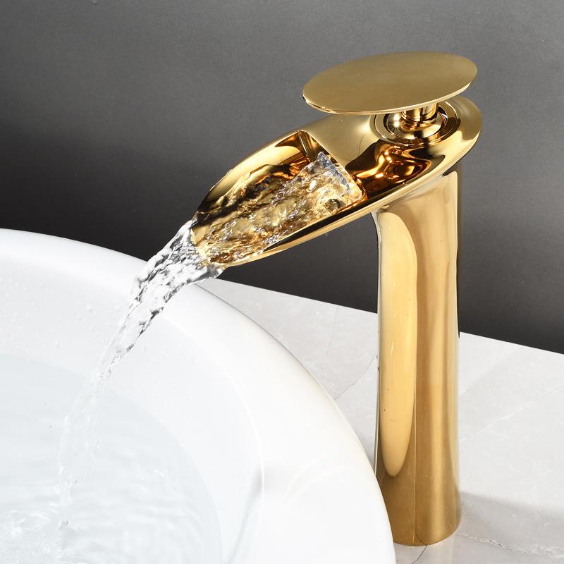 Basin Faucets Waterfall Bathroom Faucet Single Handle Basin Mixer Tap Bath Antique Faucet Brass Sink Water Crane Silver