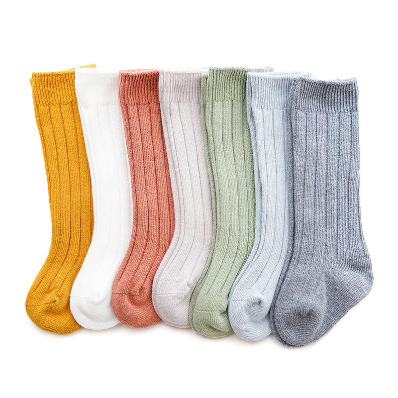 0 To 5 Years Autumn Winter Warm Kids Toddler Infant Baby Girls Boys Solid Knitted Long Socks Cotton Knee High Socks Newborn Baby