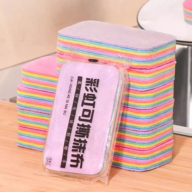 Многослойная радужная тряпка с отрывными листами: Впитывающая, Безворсовая, Легко отрываемая Обезжиривающая Салфетка для мытья посуды