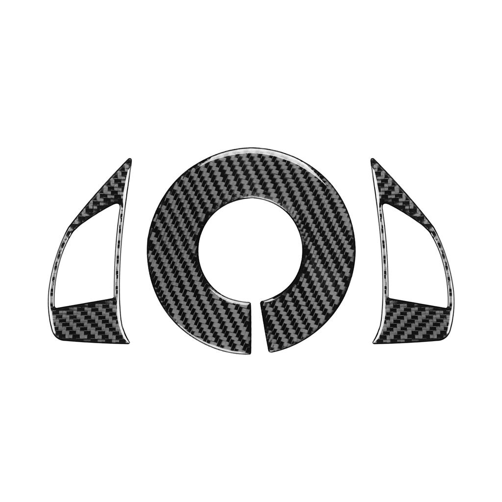 3Pcs Steering Wheel Accent Cover Trim Carbon Fiber Interior Moulding Sticker For Fiat 500 2012-15 Interior Accessories
