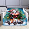 Christmas Cow with Festive Decorations Patterned flannel blanket perfect for the bedroom living room, sofa, or a little nap