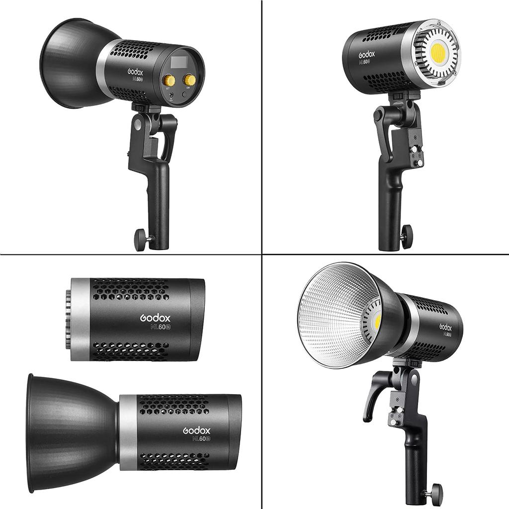 Authorized Godox ML60Bi LED Light 60W Color Temperature Handheld LED Video Light Photography Auxiliary Light CRI TLCI Brightness Adjustment Quiet Fan