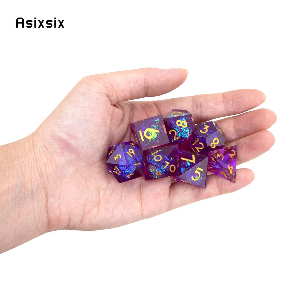7 шт. фиолетовые золотые кубики с острыми краями из смолы, многогранные кубики, подходящие для ролевых ролевых игр, настольная игра