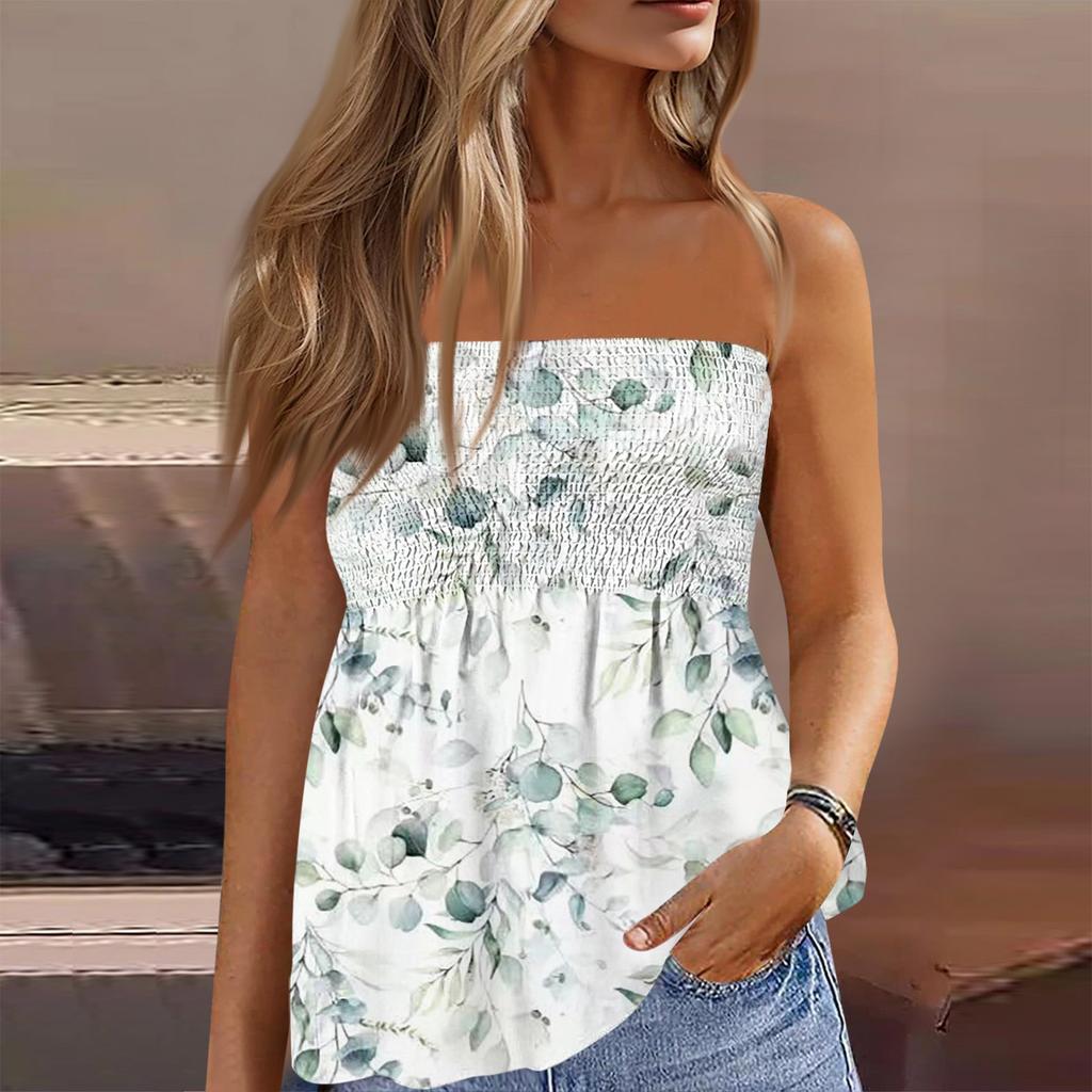 Топы-трубы для женщин, милая сексуальная футболка без рукавов с открытыми плечами и принтом