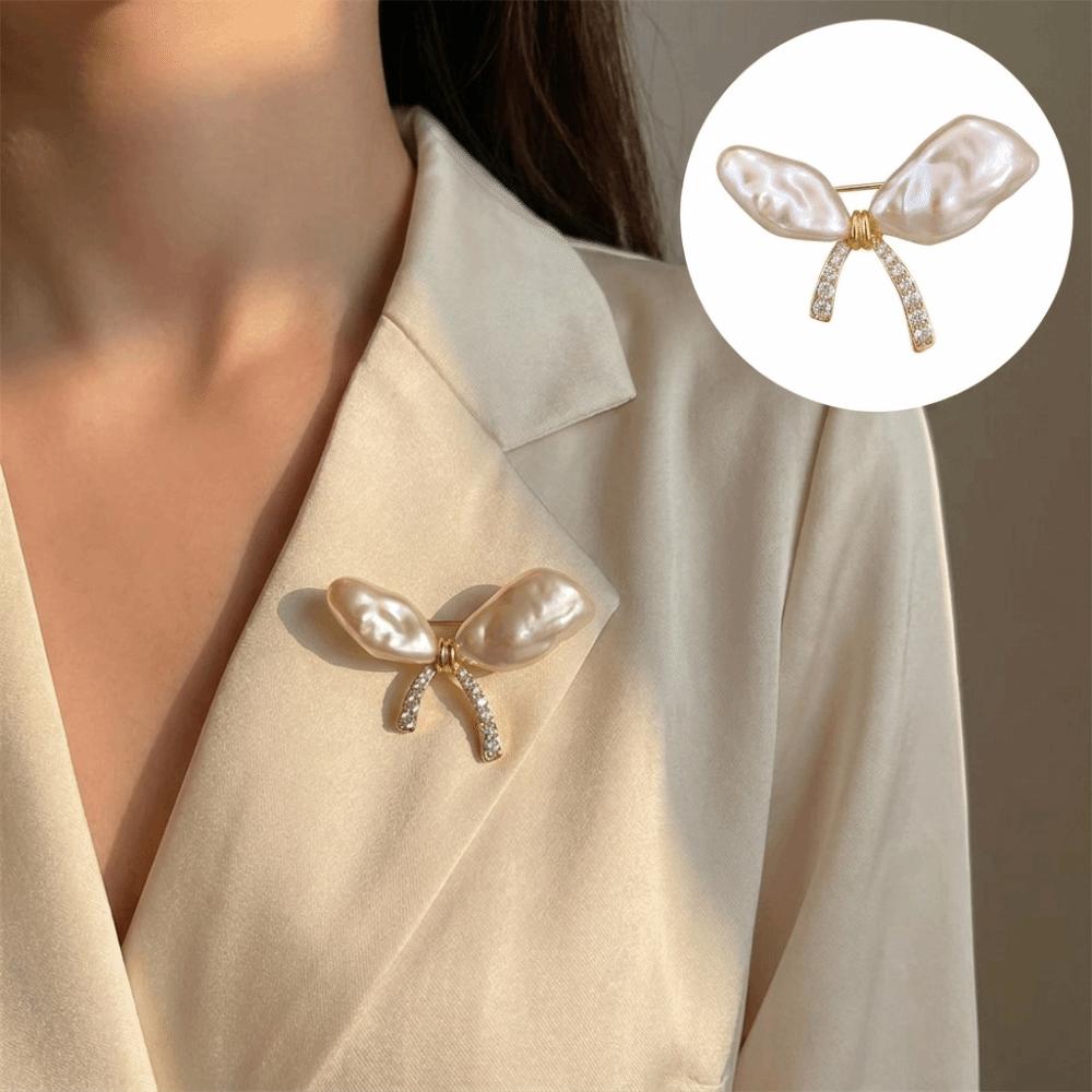 Pearl Like Pearl Brooch Rhinestone Women Pearl Butterfly Brooch High End Butterfly Brooch Blazers