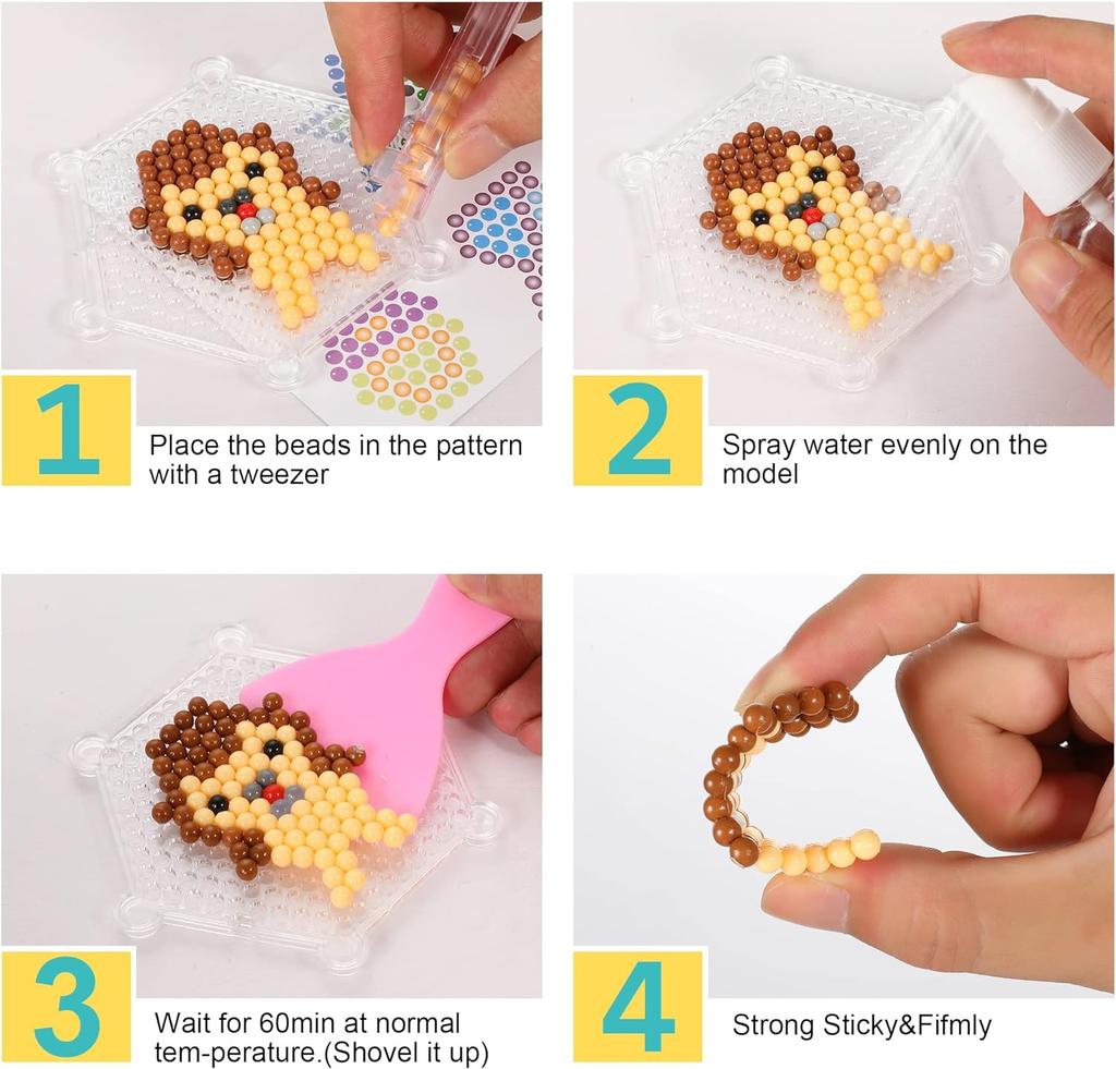 Fuse Beads Kit 3800 Pcs Beads in 24 Colors Unlimited Creativity Starter Kit Magic Mist Beads Children's Puzzle DIY Toys Gifts