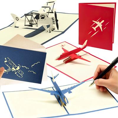 2 шт. Красная/Синяя Бумажная 3D Открытка Самолет С наилучшими пожеланиями Ему/Ей на День Рождения, Юбилей, Праздник Благодарения Подарочная Открытка YMY