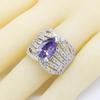 Bridal Jewelry Sets For Women Purple Zircon Bracelet Hoop Earrings Necklace Pendant Rings
