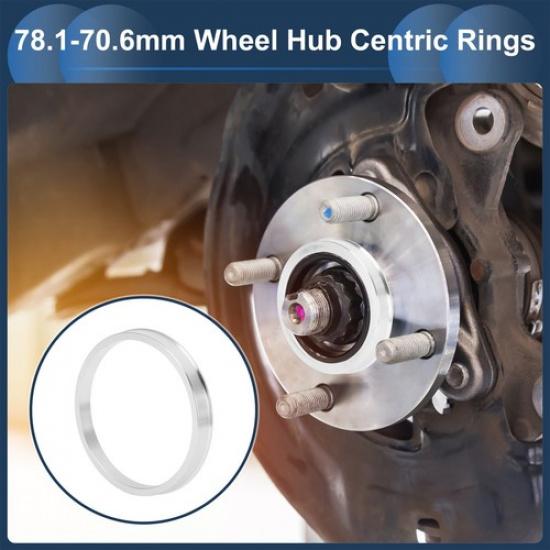 OD 78.1mm to ID 70.6mm Car Wheel Hub Centric Rings Aluminium Alloy 4 Pcs