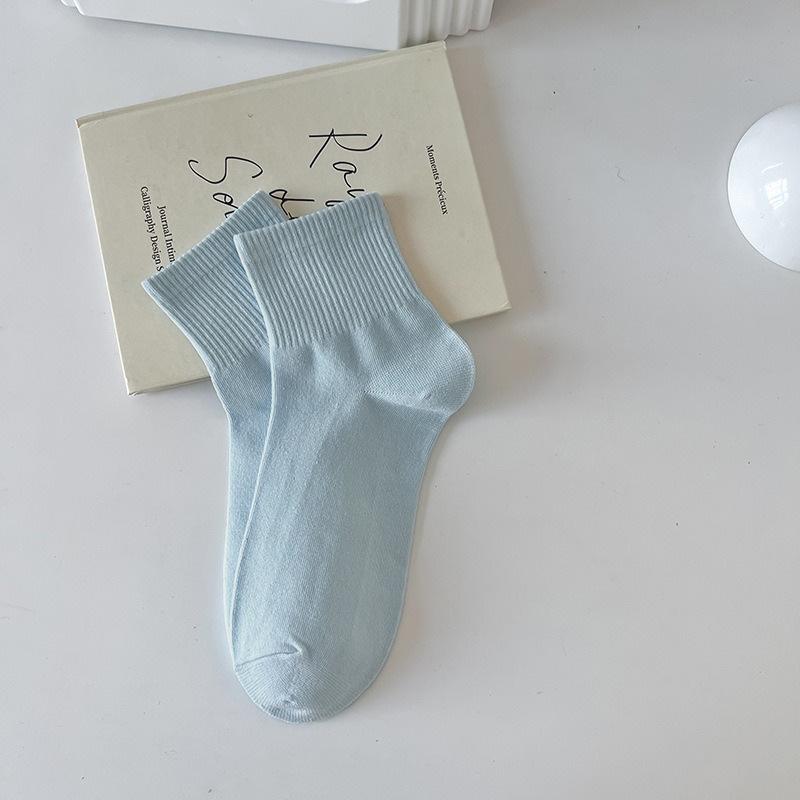 Женские спортивные носки из хлопка макаронных цветов - Дышащие, Влагоотводящие, Не скатывающиеся, Средней длины для весны и осени