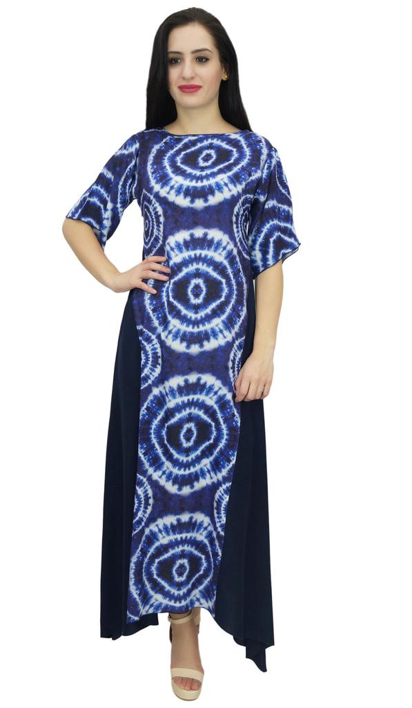 Bimba Женское летнее повседневное платье макси в стиле бохо с принтом «шибори»-10