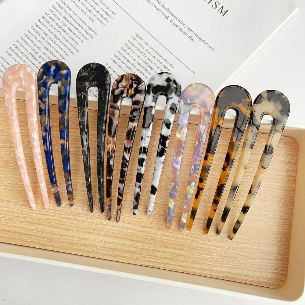 Acetate Hair Fork Geometric Design Hair Sticks Elegant Hair Bun  for Women Girls
