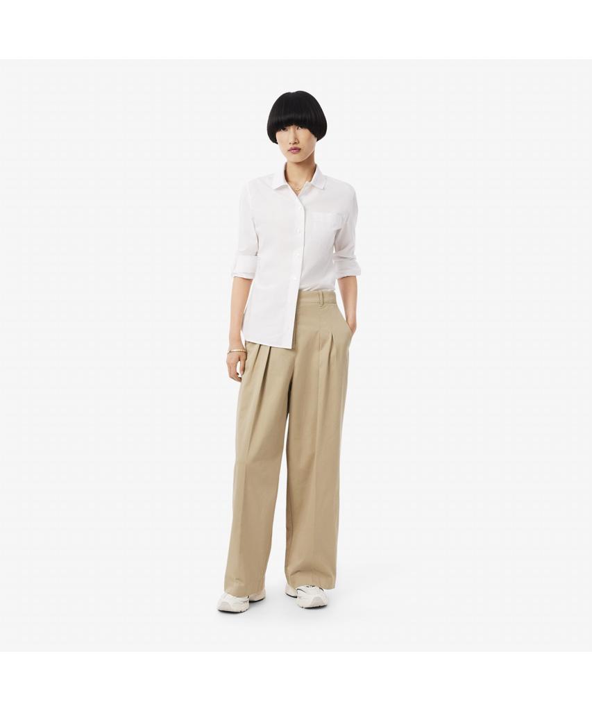 LACOSTE Женские Широкие Хлопковые Брюки Чинос Со Складками Hf2445-55N 02S