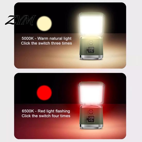 Outdoor Hiking Light Camping with 4 Lighting Modes, USB-C Rechargeable Portable Tent Work Lamp Stepless Dimming LED Lantern for Emergency Multipurpose
