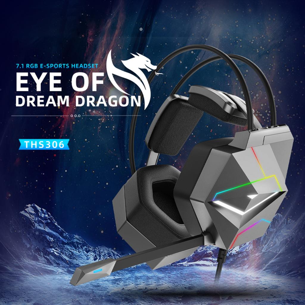 TAIOU USB Wired Gaming Headset Virtual 7.1 Surround Sound E-Sports Earphone Over Ear Headphones