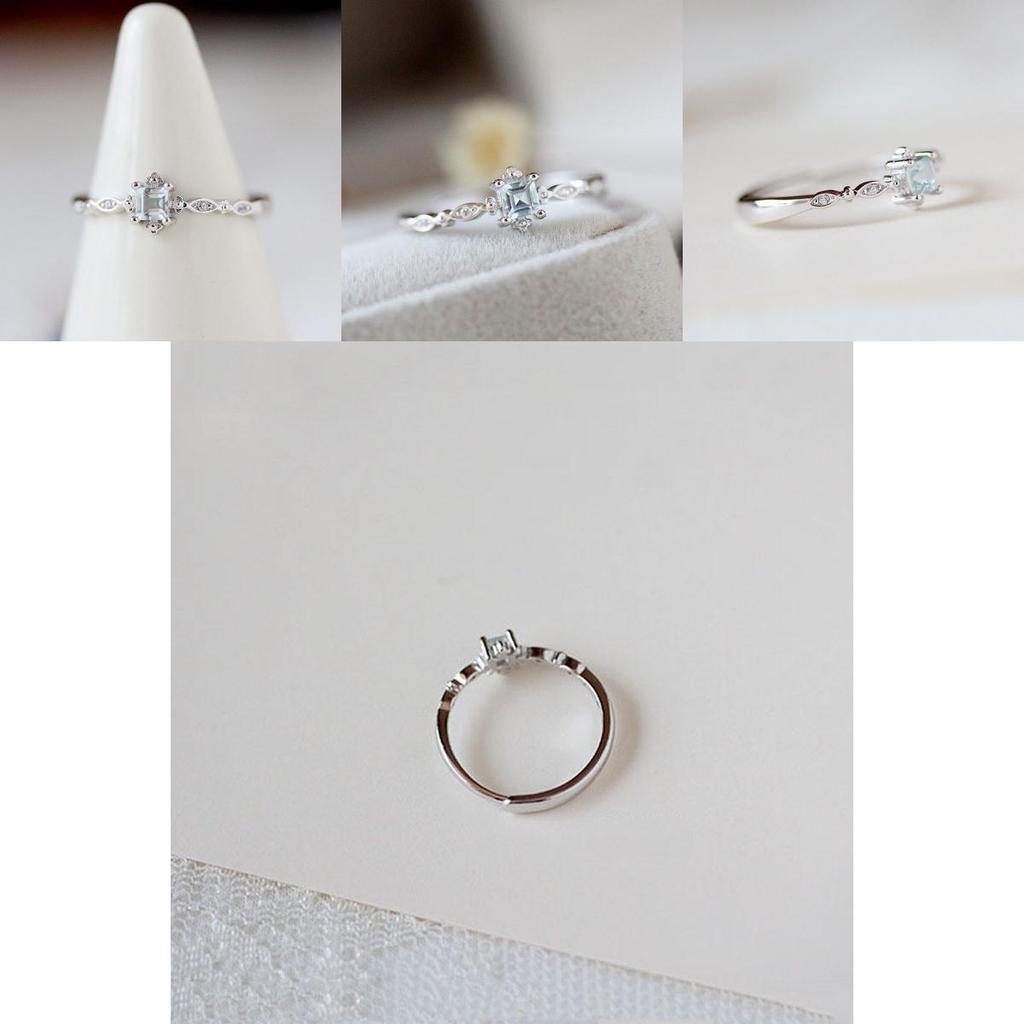 Stunning Women Cube Sea Blue Sapphire Engagement Ring Ideal For Romantic Moments