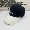 New color matching edging baseball cap cute cartoon embroidered soft top cap showing face small versatile sun hat women