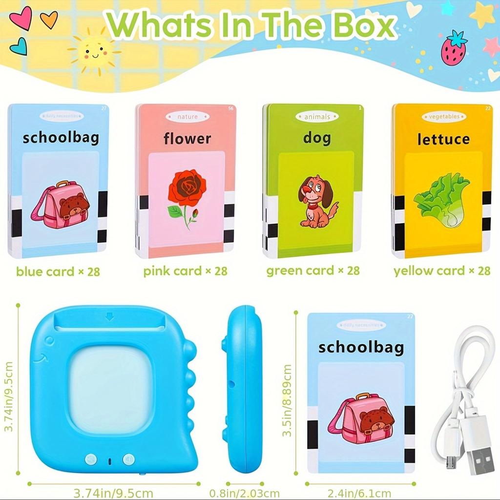 1set Talking Flash Cards Educational Toys - Talking Flashcards Learning Toys for Toddlers - Montessori Toys Flash Cards for Age 2 3 4 5 6