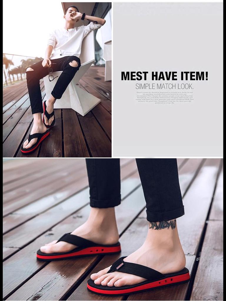 Men's Non-Slip Open-Toe Flip-Flops: Large Size Sandals for Outdoor and Beach Wear