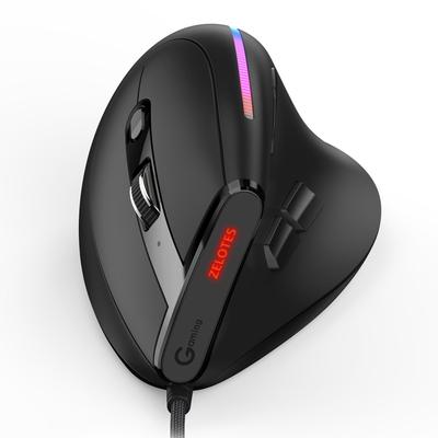 Вертикальная мышь ZELOTES T-50 Проводная мышь 9 клавиш Оптическая мышь RGB 6 передач DPI Эргономичный дизайн черный