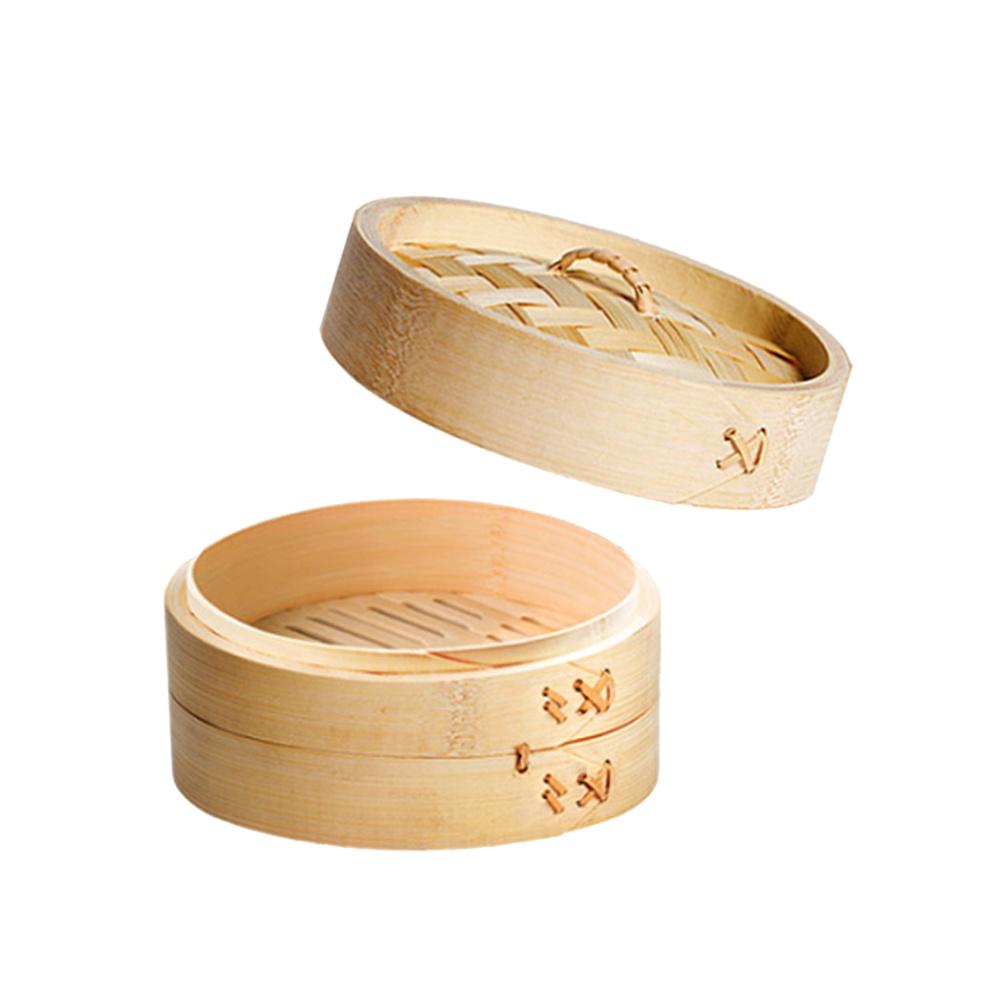 2 шт. 9 см Круглая Мини Бамбуковая Пароварка для Дим Самов, Пельменей, Булочек, Пароварка для Еды, Кухонный Инструмент, Контейнер-Корзина для Приготовления на Пару