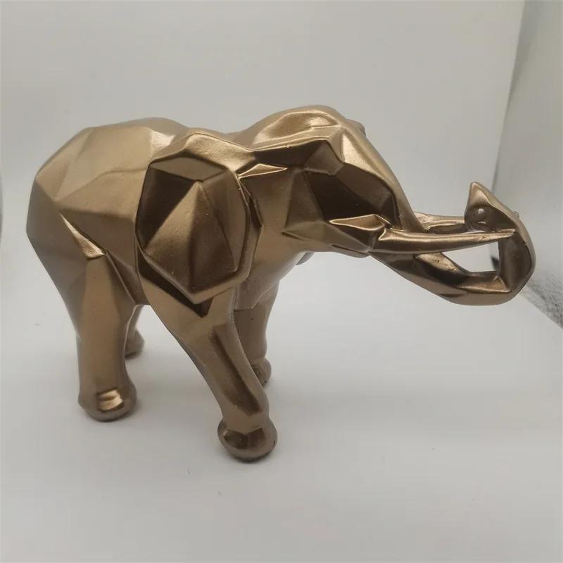 2024 Современная Абстрактная Статуя Золотого Слона Смоляное Украшение Украшения Дома Аксессуары Подарки для Скульптуры Слона Животное Ремесло