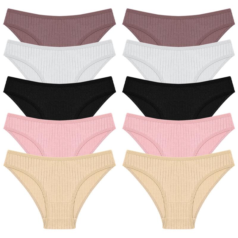 10 шт. женские хлопковые трусики сексуальное дышащее нижнее белье женское однотонное удобное нижнее белье полосатые трусы оптовая продажа M-XL