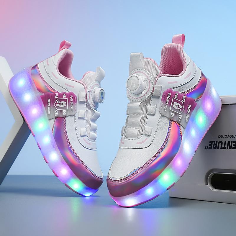 New Runaway Shoes Double-wheel LED Light Luminous Shoes Can Be Straight and Slippery, Elementary School Students Runaway Shoes, Children's Sports Sh