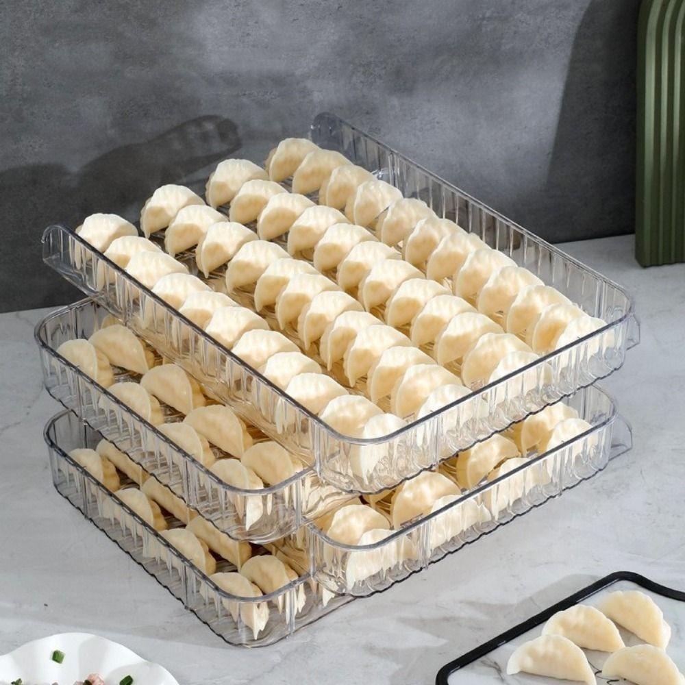 Rectangular Dumpling Tray Large Capacity Dumpling Box Practical Dumpling Cover Plate Refrigerator