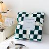 Throw Blanket Checkerboard Design Coldproof Polyester Bedroom Bed Winter Warm Flannel Blanket