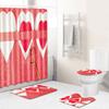 Love Valentine'S Day Shower Curtain Floor Mat Four-Piece Set Bathroom Non-Slip Door Mat Bedroom Carpet
