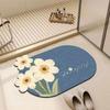 Трехмерный цветочный коврик для ног в ванной комнате, коврик из диатомовой грязи, нескользящий впитывающий коврик для туалетной двери, коврик для туалетной двери