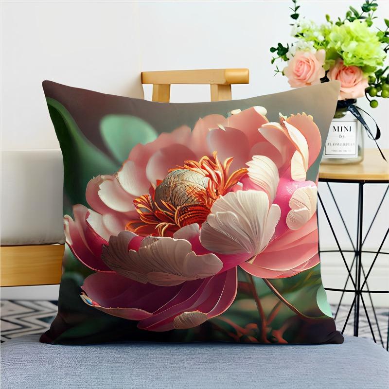 Наволочка с изображением пиона в китайском стиле для украшения общежития, офиса, гостиной, дома