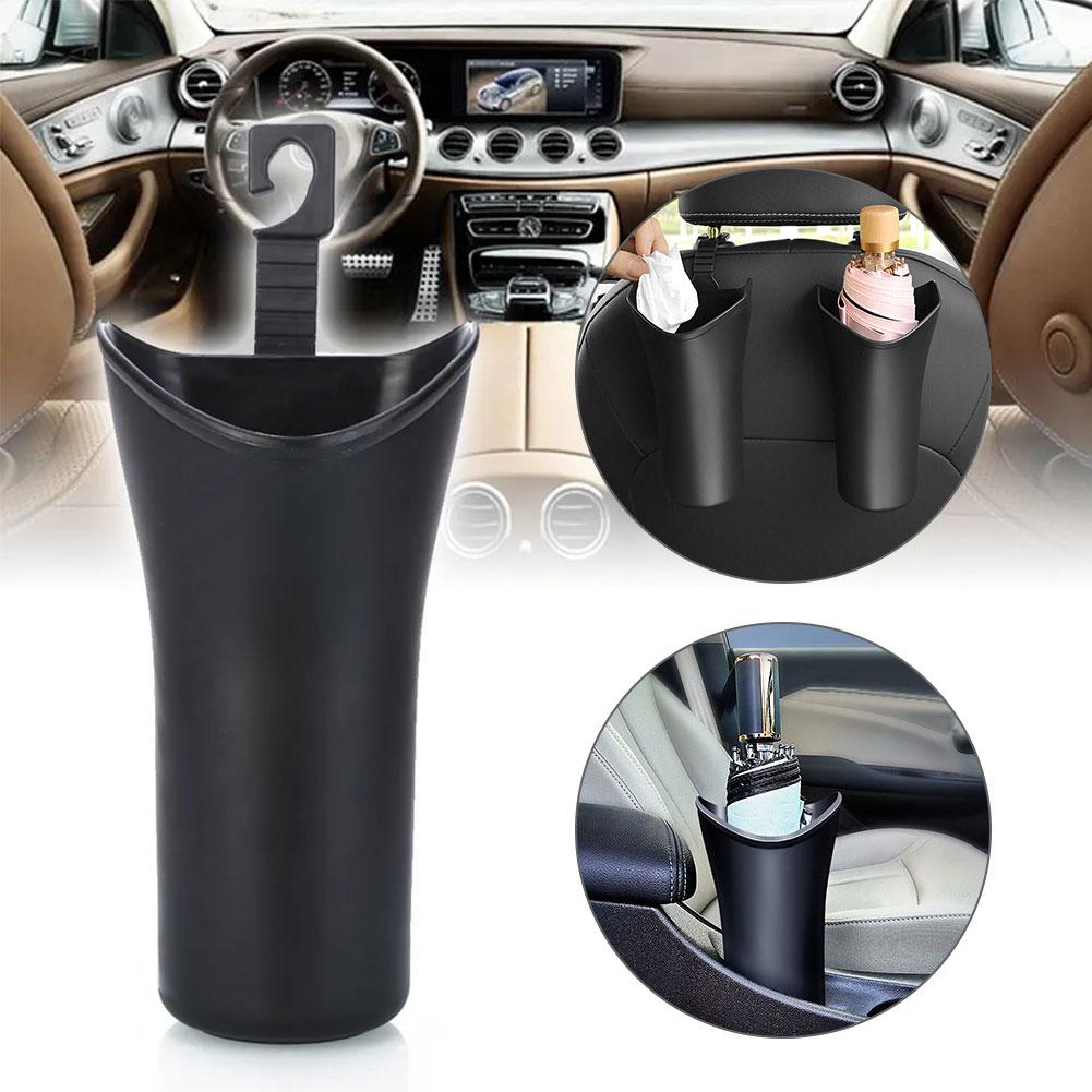 Car Storage Box With Hook Umbrella Kettle Rack Barrel Trash Box Storage Holder Storage Case Plastic Can Black Auto Z1E8