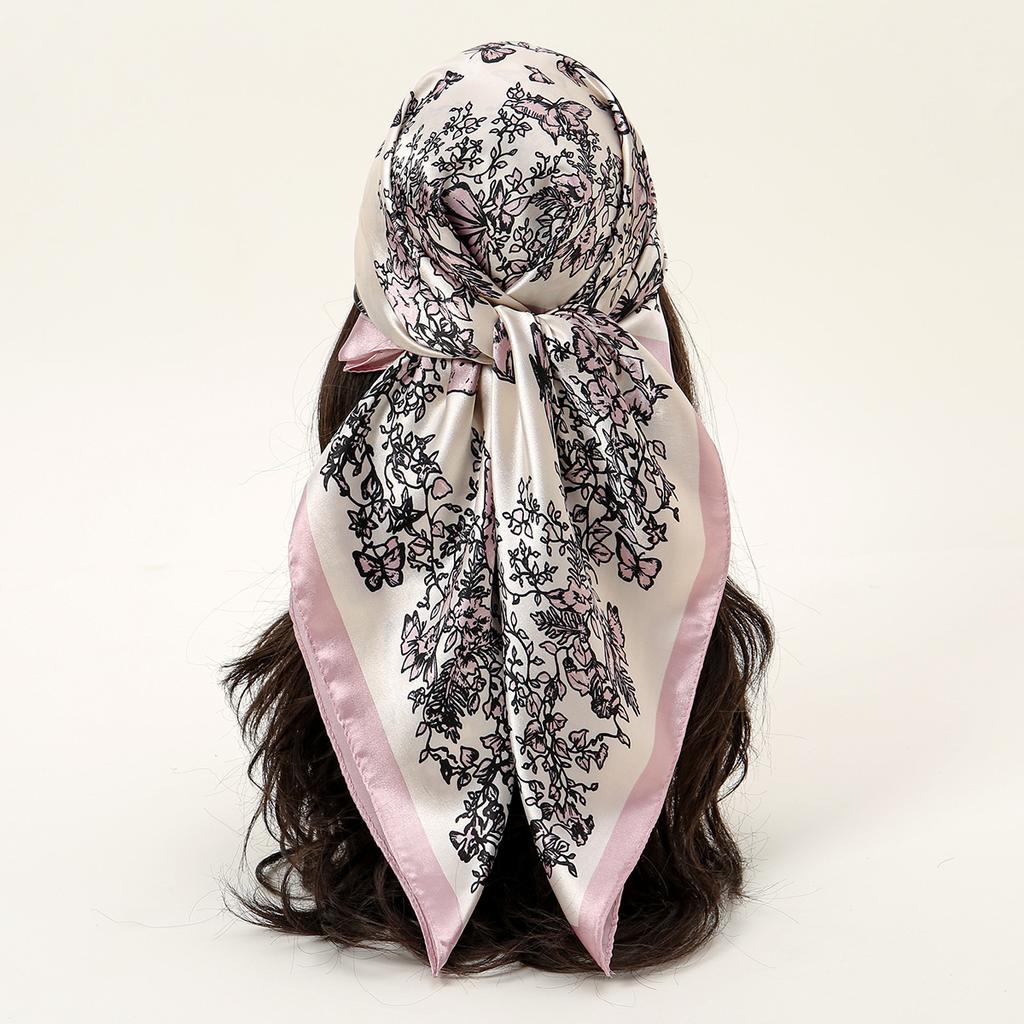 New European and American Printed Silk Square Scarf Fashion Women's Versatile Bag Headscarf Professional Scarf Silk Scarf
