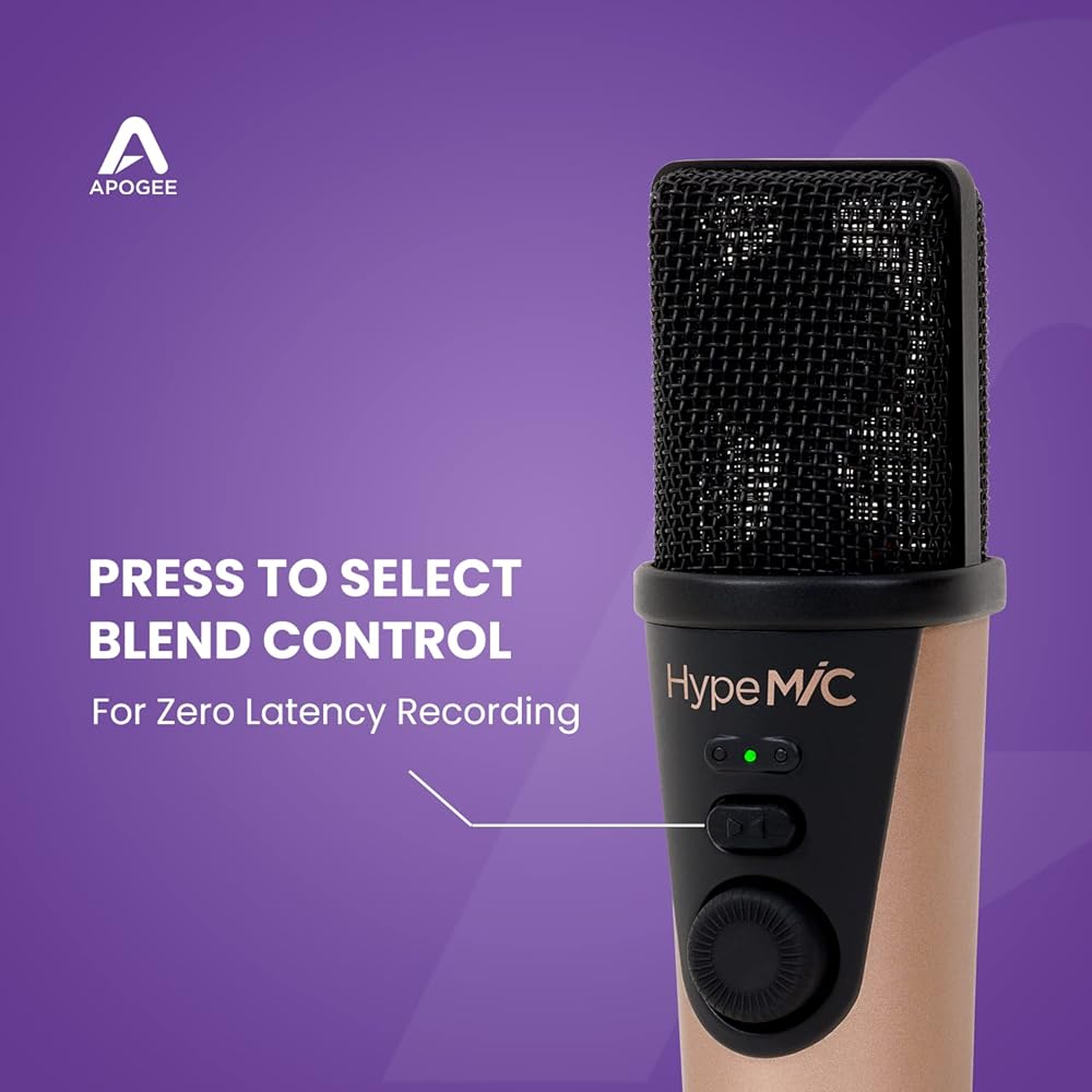 USB-микрофон Apogee HypeMic 24 бит/96 кГц Встроенный компрессор Подключение наушников для iOS Mac Windows с подставкой
