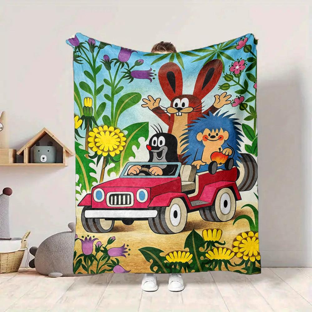 1Pc Animals Car Adventure Blanket Soft And Comfortable Casual Warm Camping Travel Christmas Halloween Xmas Gift M928491