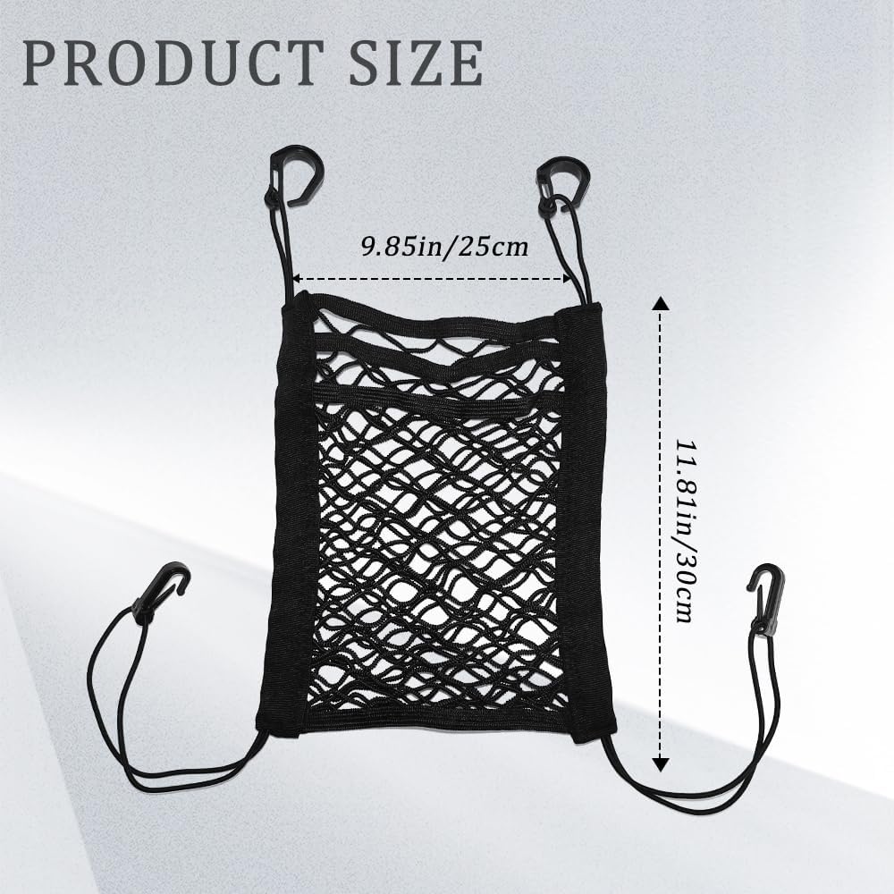 3-Layer Car Mesh Organizer, Car Organizers and Storage, Kid Dog Pet Net Barrier Between Front Seats, Elastic Tissue Purse Holder Driver Storage