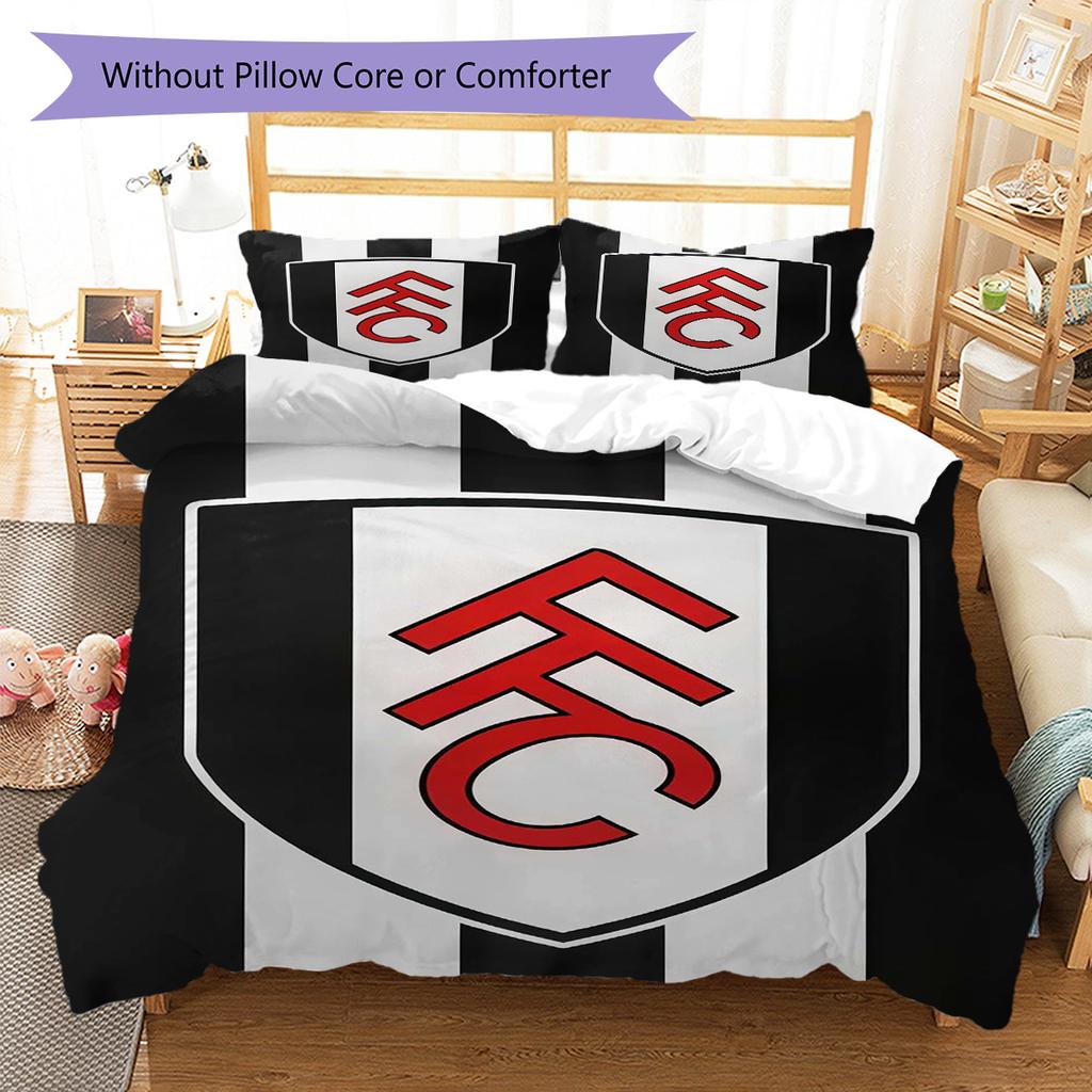 Fulham F.C Pattern Bedding Quilt Set Quilt Cover Pillowcase Home Decoration Birthday Gift (1 * duvet cover + 2 * pillowcase, without core)