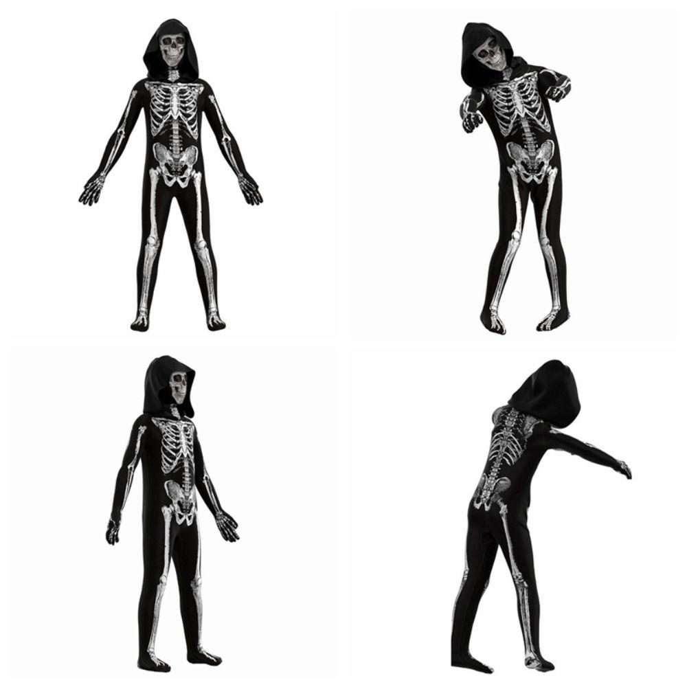 Polyester Halloween Cosplay Costume Separate Headgear Skull Bodysuits  Halloween