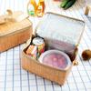 Portable Insulated Thermal Cooler Lunch Bag Imitation Rattan Outdoors Picnic Box
