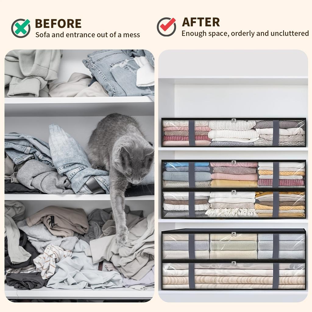 Премиальные сумки для хранения под кроватью - Очень большие складные пыленепроницаемые органайзеры с прозрачным окошком, для одежды, постельного белья и сезонных вещей