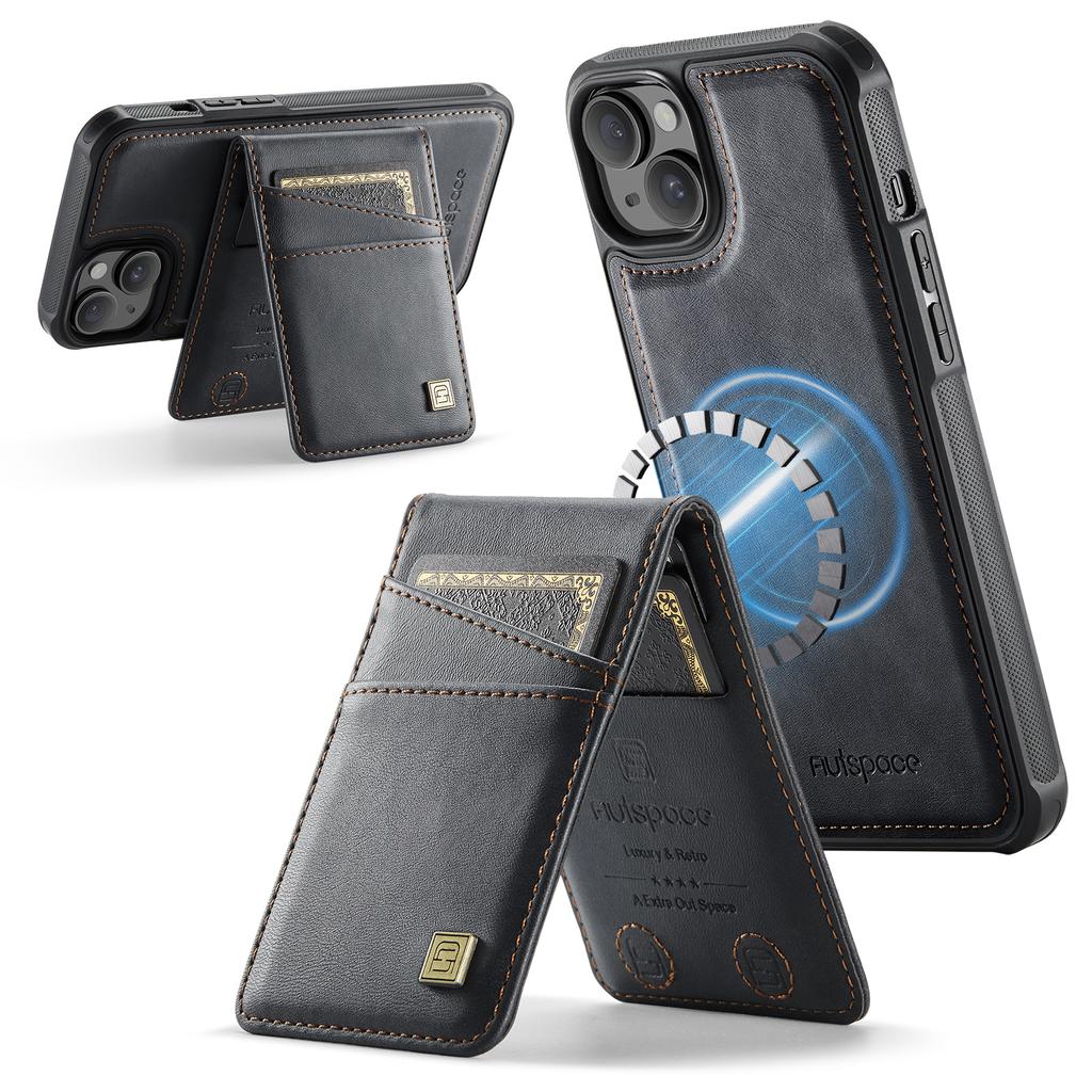 Чехол для iPhone 14 AUTSPACE A12 Кожаный чехол для телефона со съемным карманом для карт