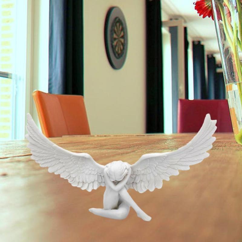 62KD Плачущий ангел Садовая статуя Статуи ангелов Полимерные украшения Миниатюрные фигурки Крылья ангела Украшение для дома